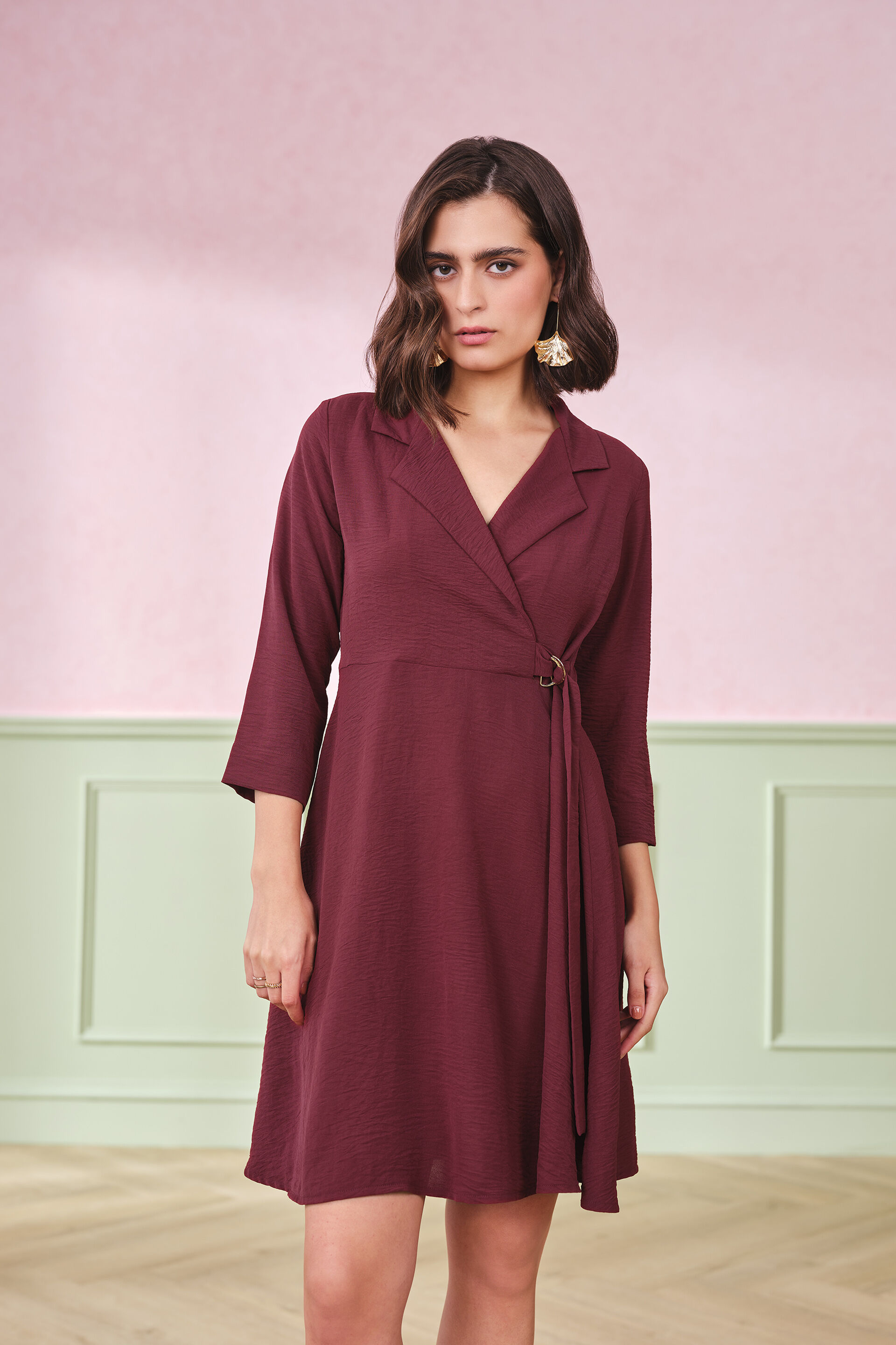 Little Wrap Dress, Maroon, image 2